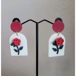 Handmade Mexican Terra Cotta Barro Inspired Dangle Post Earrings‎ Light Weight